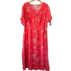 NWT Peyton and Parker 1X orange or coral super soft mid length shirt dress.